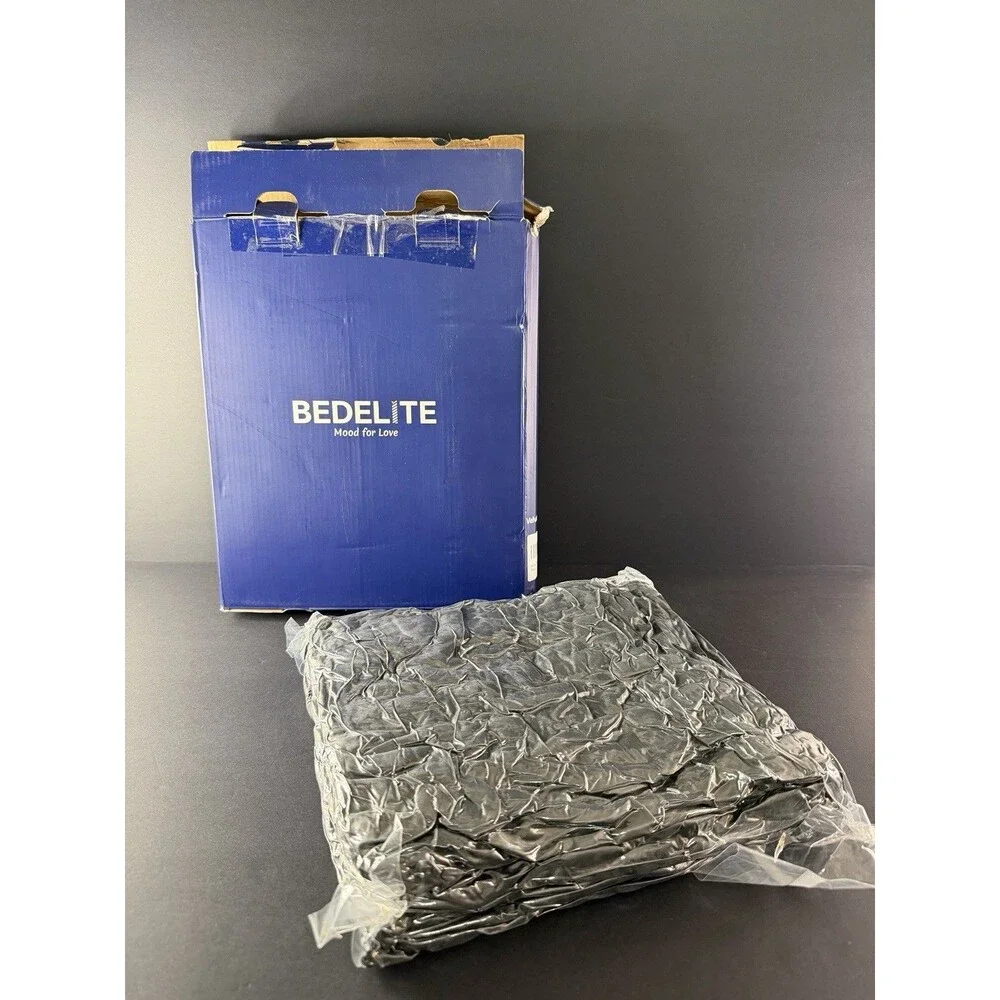 BEDELITE Velvet Black QUEEN Fitted Sheet & 2 Pillowcases - Open Box/ Sealed Item
